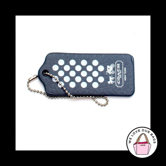 Coach Accessories - RARE COACH MAGNET Black White Polka Dot Leather Fob Bag Charm Keychain Hang Tag